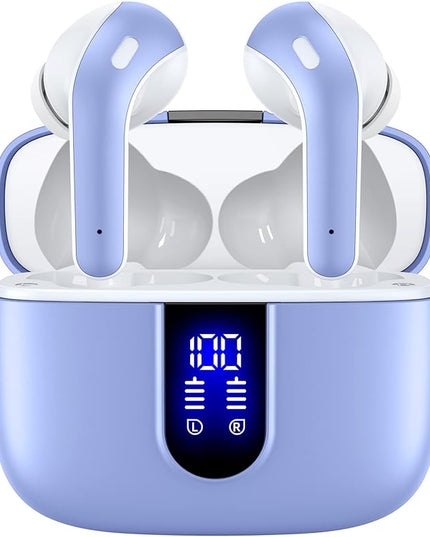 TAGRY 2 Sets X08 Purple and Forest Green Bluetooth Headphones True Wireless Earbuds 60H Playback Ear Buds with Wireless Charging Case in-Ear Earbuds with Mic