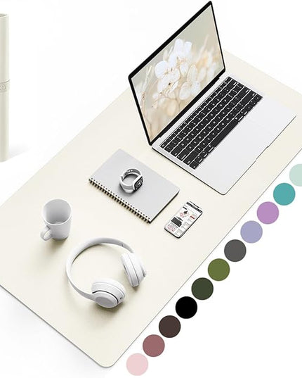 YSAGi Non-Slip Leather Desk Pad, Desk Matt for Desktop, Waterproof Laptop Computer Keyboard Mat, Table Protector Blotter Mat, Large Mouse Pad for Office/Work/Home/Decor(Cream, 31.5" x 15.7")