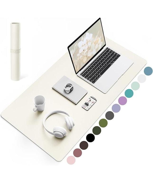 YSAGi Non-Slip Leather Desk Pad, Desk Matt for Desktop, Waterproof Laptop Computer Keyboard Mat, Table Protector Blotter Mat, Large Mouse Pad for Office/Work/Home/Decor(Cream, 31.5" x 15.7")