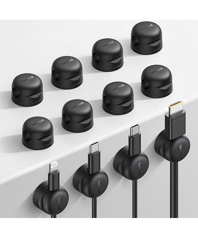 Lamicall 12Pack Rotatable Cord Organizer, Desk Office Nightstand Accessories - Cable Management Clips, Desk Phone Charger Holder Gadgets, Wire Organizer Keeper Home Workspace Dorm Organizers