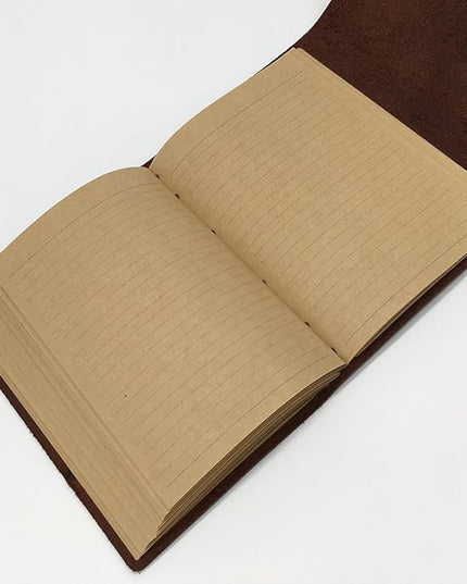 Leather Journal Writing Notebook - Genuine Leather Bound Daily Notepad for Men & Women Lined Paper 240 Kraft Pages, Handmade, Rustic Brown, 5 x 7 in