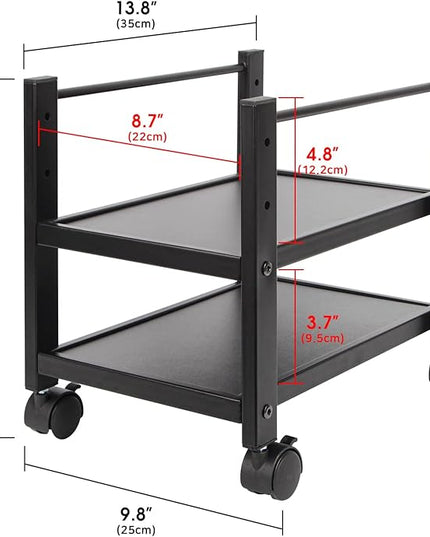 J JACKCUBE DESIGN 2 Tier Computer Tower Stand for Desktop CPU, Gaming PC Holder, Mobile Rolling Cart for Under Desk with Caster Wheels, Office Desk Accessories- MK712A