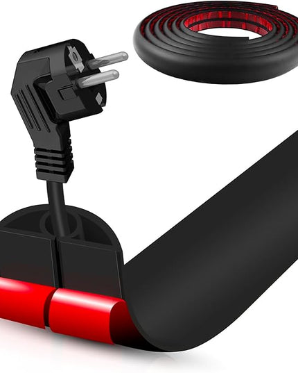 Floor Cord Cover Self Adhesive Cord Hider,10FT Cable Management, Extension Strip Protector for Wires, Prevent Cable Trips for Offices, Gyms, Exhibitions Cavity:0.3"(W) x 0.28"(H) Black