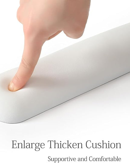 UnivoColors Design-Wave Keyboard Wrist Rest, Artificial Sheepskin+Memory Foam+Ergonomic+Anti-Slip Gel, Resilience Support During Work and Gaming,Keyboard Accessory,White