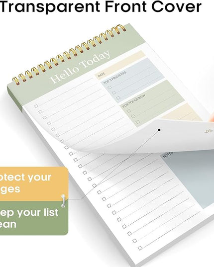 Taja To Do List Notepad - To Do List Notebook for Work with 52 Sheets, 9.8" x 6.5", Undated Daily Planner Perfect for Daily Tasks and Goal Setting, Notepad Suitable for Office, Home & School - Green
