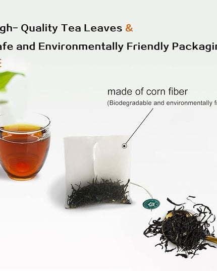 RIANTEA Organic Black Tea Bags - Low Caffeine, Cold & Hot Brew, Premium Quality from Award-Winning Plantation, Non-GMO, Biodegradable, Unsweetened, 100% Natural