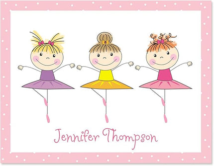Current Tiny Dancer Ballet Kids Personalized Note Cards - 24 Cards with White Envelopes, 4¼ x 5½ Inch Size, Blank Stationery, Add Names or Text, For Thank You Notes, Invitations, & Announcements