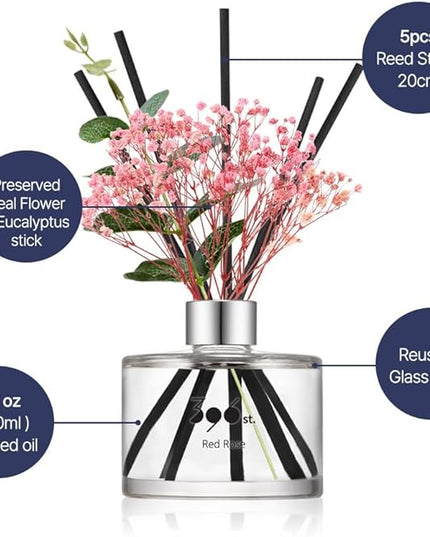 396 st. Preserved Baby's Breath Flower Reed Diffuser, Black Cherry, 200ml(6.7oz) / Reed Diffuser Sets, Home Fragrance, Scented Oils, Home & Bathroom Décor