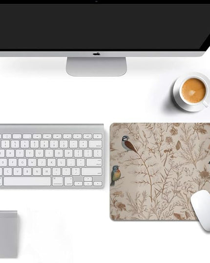 Beige Garden Neutral Floral Square Mouse pad, Texture, Waterproof, Anti Slip Rubber Base, Computer Mouse pad, Laptop Mouse pad