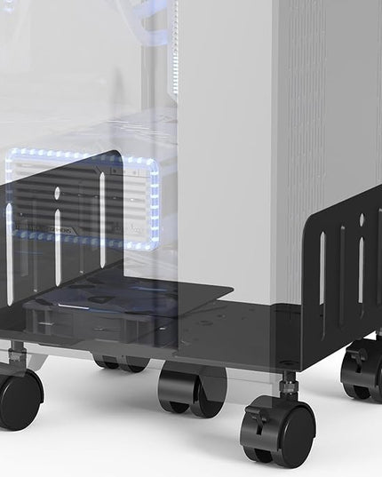JOY worker Computer Tower Stand, 4.9 to 13.9 inch Wide Adjustable Mobile PC Cart with 5 Wheels, Steel Tower Floor Stand Holds Up to 66 lbs, Rolling Gaming CPU Holder Under Desk, Black