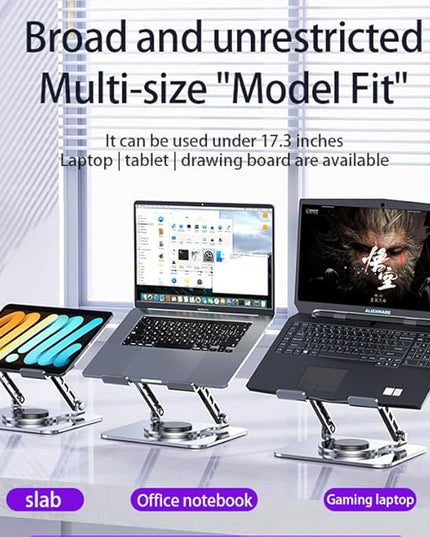 Adjustable Laptop Stand, 360 Degree Rotation, Lift, Folding Heat Dissipation Full Body Carbon Drill Material Metal Tablet Portable Stand Compatible with 21-inch Laptop, ipad Tablet - Silver