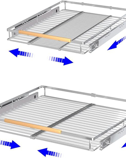 KIKIBRO Pull Out Drawer Cabinet Organizer, Expandable Slide Out Storage Shelves - Heavy Duty, Durable and Smooth Slide-Out, 17" x 28" Wide x 22.5" Deep, 2 Pack