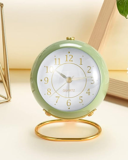 Tetino Analog Alarm Clocks,Retro Backlight Cute Simple Design Small Desk Clock with Night Light,Silent Non-Ticking,Battery Powered,for Kids,Bedroom,Travel,Kitchen,Bedside Desktop. (Blue)
