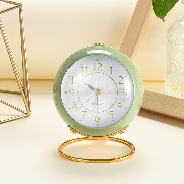 Tetino Analog Alarm Clocks,Retro Backlight Cute Simple Design Small Desk Clock with Night Light,Silent Non-Ticking,Battery Powered,for Kids,Bedroom,Travel,Kitchen,Bedside Desktop. (Blue)