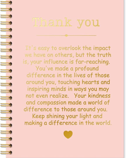 Thank You Pink Gold Hardcover 160 Pages Spiral Notebooks, Funny Thank You Gifts for Women Men Coworkers Leader Mentor, Appreciation Gifts for Employees, Thanksgiving Gifts for Colleagues Leaders