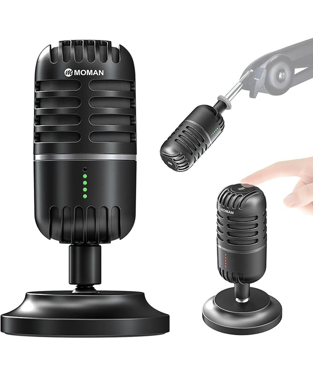 Moman USB Microphone, EMP Desktop Condenser PC Microphones for Steaming Podcast Mic Recording Gaming Zoom Meeting YouTube ASMR Online Conference Course, USB-Podcast-Streaming-Computer-Microphone