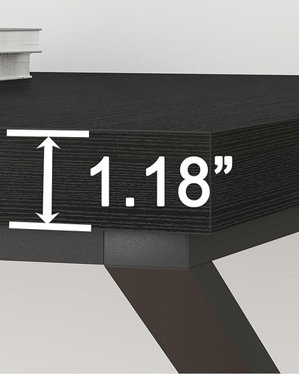 HSH 70 Inch Long Black Desk, Large Metal Wood Computer Desk for 2 Monitors, Modern Home Office PC Laptop Desk for 2 People Executive Writing Work Study Gaming, Simple Bedroom Living Room Black Table