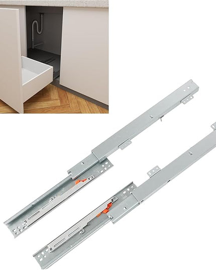TMGSK Pair Undermount Drawer Slides Bottom Mount Pull Out Shelf Slider Under Mount Drawer Glides Full Extension Soft Close Drawer Runner Shelf Track for Kitchen Face Frame or Frameless Cabinet Drawer