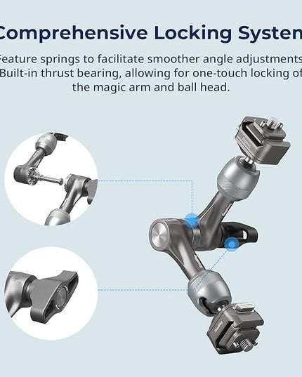 SMALLRIG 7" Rosette Magic Arm, HawkLock H21 Quick Release Structure, w 1/4"-20 Screws and Anti-Twist Pins, for Monitors, Lights, Max Load Cpacity 3.5kg