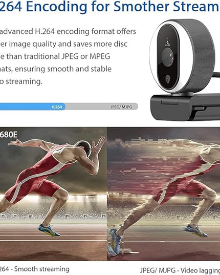NexiGo N680E 1080P Webcam with Ring Light, Privacy Cover and Dual Microphone, Advanced Auto-Focus, Adjustable Brightness, Streaming Web Camera for Zoom Skype Facetime, PC Mac Laptop Desktop