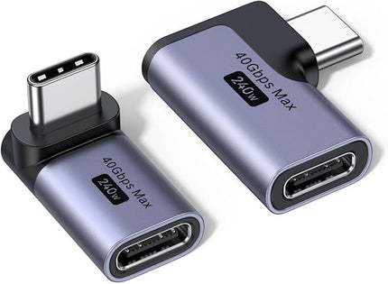 UGREEN 40Gbps Right Angle USB C Adapter Combo, 2-Pack 90 Degree USB-C Adapter Compatible with MacBook Pro/Air, Steam Deck, Switch, ROG Ally, Thunderbolt 4, iPhone 16/17, iPad
