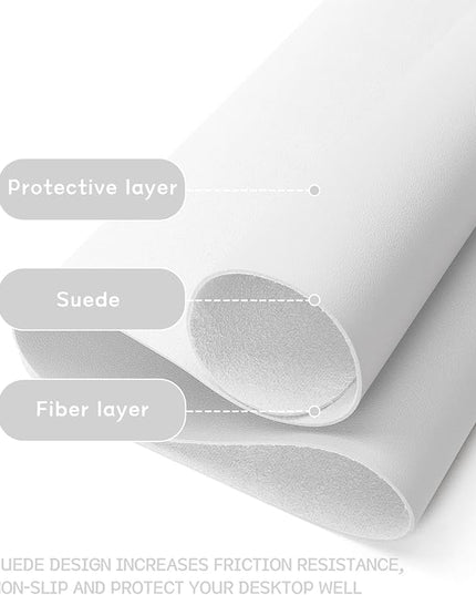 YSAGi Non-Slip Leather Desk Pad L Size, Waterproof Laptop Computer Desk Keyboard Mat, Table Protector Blotter Mat, Large Mouse Pad for Office/Work/Home/Decor(White, 35.4" x 17")