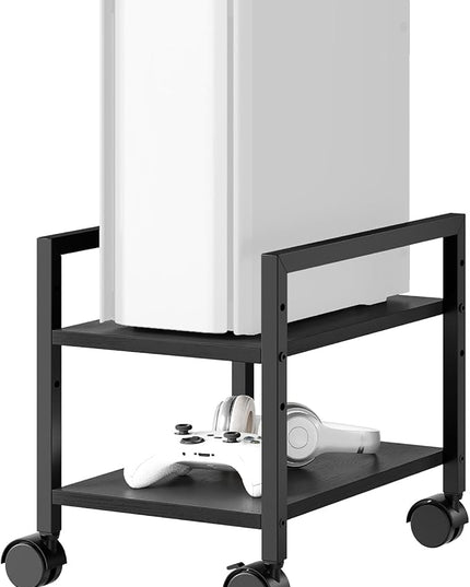 HOOBRO PC Stand, 2-Tier PC Tower Stand Fits Most Computer Towers, CPU Holder for Floor, Height Adjustable, CPU Stand with Wheels Under Desk, for Home Office, Black BB11CJ01