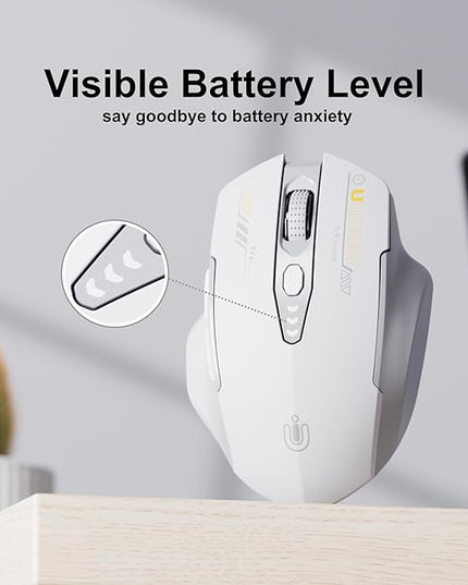 Wireless Bluetooth Mouse,[Upgraded] Rechargeable Computer Mice (BT 5.0/4.0+2.4G Hz) with Visible Battery Level, 4 Adiustable DPl, Portable PC Mouse for MacBook Chromebook
