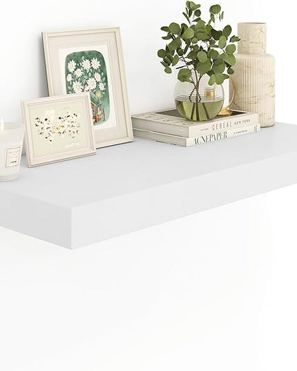 12" Deep White Floating Shelves,Over Toilet Long Wall Mounted Modern Farmhouse 36 inches,Wall Shelves with Invisible Brackets for Bedroom, Bathroom, Living Room, Kitchen, Set of 1