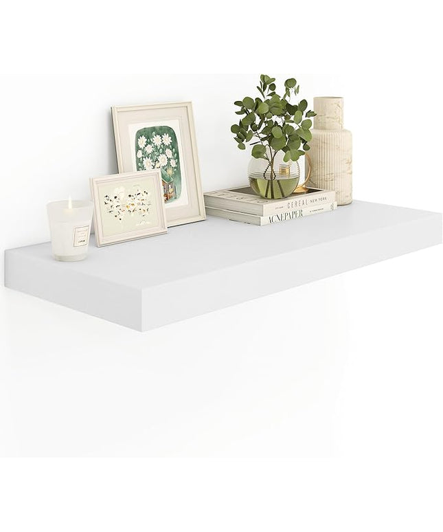 12" Deep White Floating Shelves,Over Toilet Long Wall Mounted Modern Farmhouse 36 inches,Wall Shelves with Invisible Brackets for Bedroom, Bathroom, Living Room, Kitchen, Set of 1