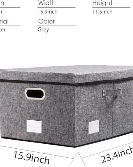 PRANDOM Storage Bins with Lids [3-Pack] Linen Fabric Foldable Storage Boxes Organizer Containers Baskets Cube with Cover (23.4X15.9X11.5) For 6+ Year Old Boys and Girls