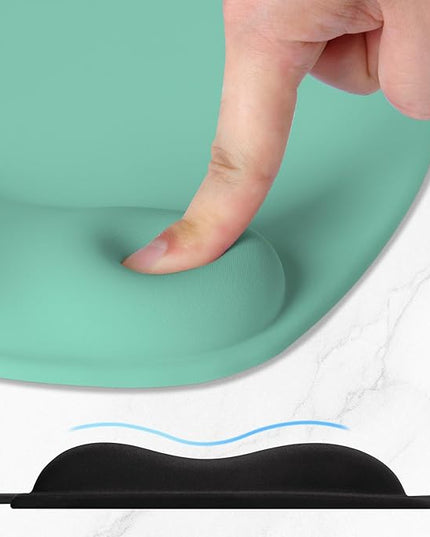 ITNRSIIET Ergonomic Mouse Pad, Cushioned Gel Wrist Rest, Non-Slip Base, Smooth Surface, Compatible with All Mice for Office & Gaming, Desk Accessory, 9.5 x 8.2 inch, Mint Green