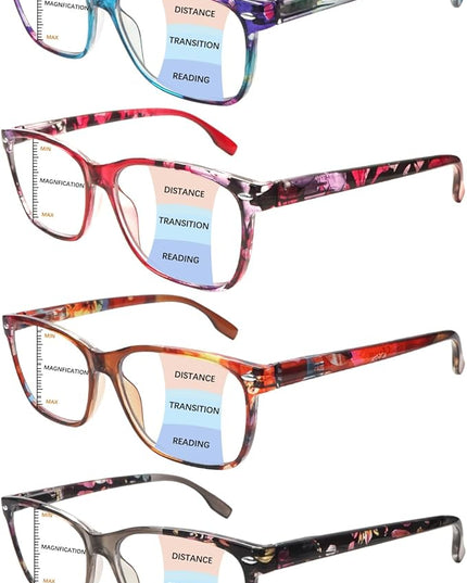 CLASAGA Progressive Multifocus Reading Glasses for Women, Pattern Print Blue Light Block Stylish Ladies Computer Readers