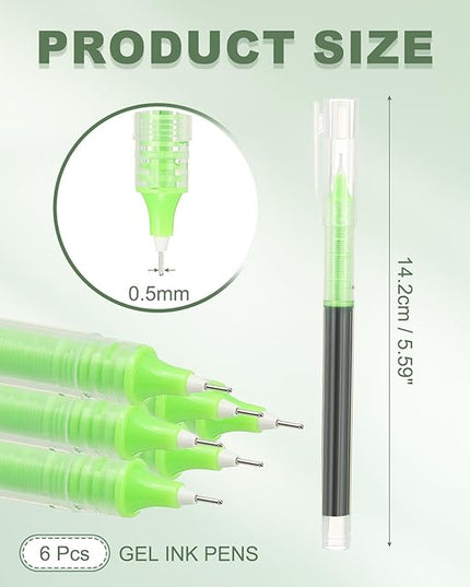 PATIKIL 6Pcs Colored Gel Ink Pens, 0.5mm Extra Fine Point Smooth Writing Japanese Quick Drying Liquid Ink Rollerball Pens for Office Stationery Classroom Teachers, Yellow Green
