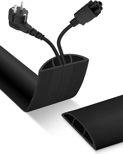 Floor Cord Cover, Cable Protector, 0.63W x 0.31H inches, Wire Cover for Extension Cords, Floor Cable Covers Prevent Cable Trips (Black, 50-10 Feet)