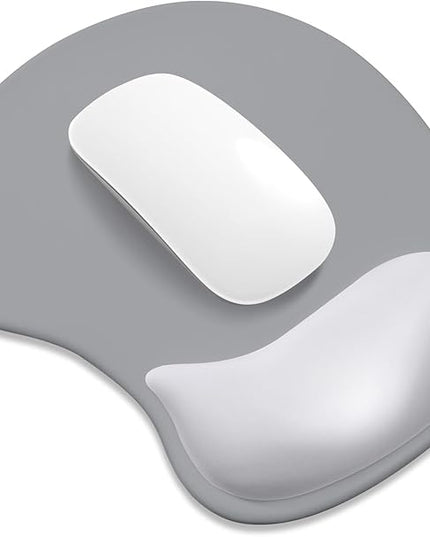 ITNRSIIET Ergonomic Mouse Pad, Cushioned Gel Wrist Rest, Non-Slip Base, Smooth Surface, Compatible with All Mice for Office & Gaming, Desk Accessory, 9.5 x 8.2 inch, Light Gray Accent