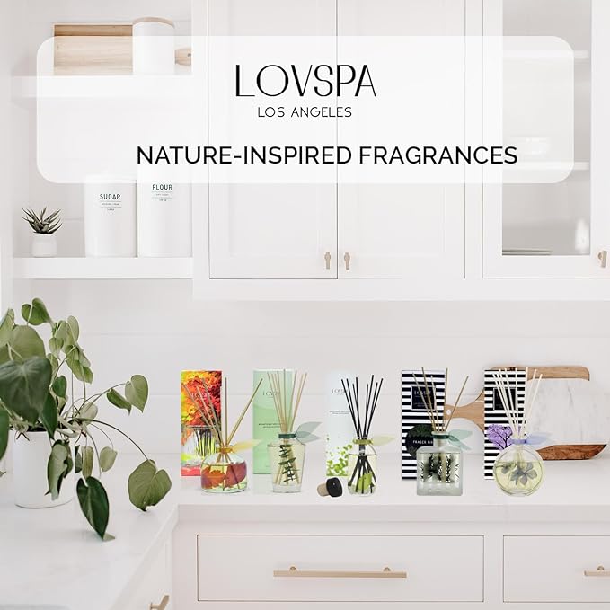 LOVSPA Reed Diffuser Set, Birchwood Pine Scented Oil Diffuser with Sticks, Home Fragrance Accessories for Bathroom Shelf Decor, Aroma Diffusers for Home or Office Desk, USA Made