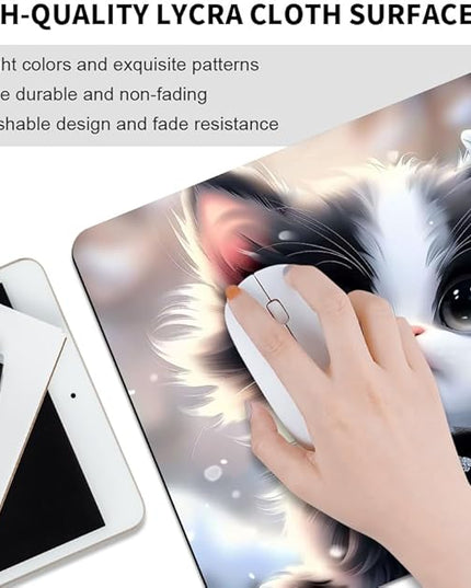 Cute Cat Square Mouse pad, Texture, Waterproof, Anti Slip Rubber Base, Computer Mouse pad, Laptop Mouse pad