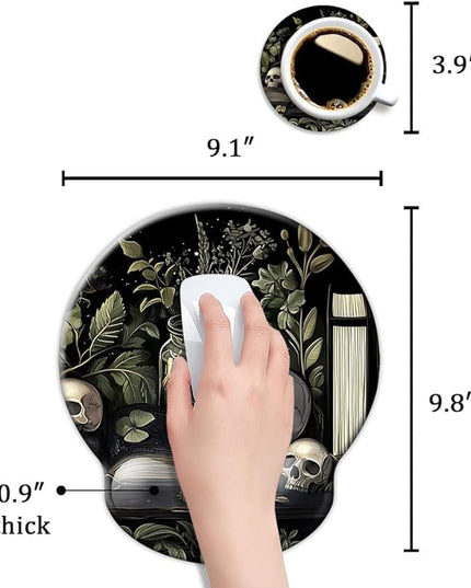 Ergo Comfort Gel Wrist Rest Mouse Pad-Ergonomic Office Mousepad with Wrist Support-Non-Slip, Design Desk Accessories Mat for Home&Game Decor Goth