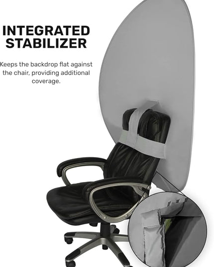 Webaround Big Shot 56" | Grey | Portable Collapsible Webcam Backdrop | Attaches to Any Chair | Wrinkle-Resistant Fabric | Ultra-Quick Setup and Takedown | Perfect for Zoom, Webex, Teams, etc.