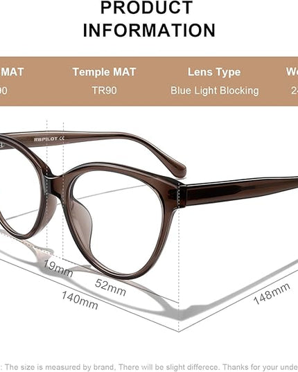 RB.Pilot Reading Glasses for Women Anti Blue Light Computer Readers Magnifying Glass for Reading