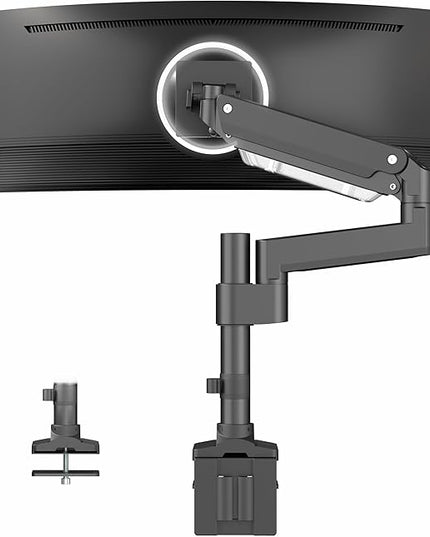 VIVO Premium Aluminum Single Screen Pneumatic Spring Monitor Arm Desk Mount Stand with Extension Pole | Fits One Screen up to 35" (STAND-V101GT)