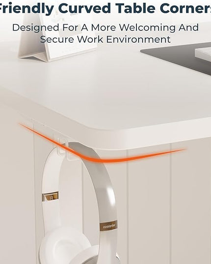 Adjustable Stand Up Desk with Memory Preset, Standing Desks 55 x 24 Inch Electric Home Office Desk Computer Workstation Splice, White Top + White Frame