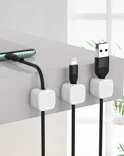 Magnetic Cable Clips, Adjustable Cord Holder Management, Adhesive Wire Keeper Organizer for Home Office Desk Phone PC Car Wall Desktop Nightstand Appliance (9-Pack White)