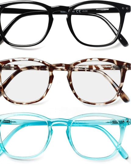 Henotin 3 Pack Blue Light Blocking Reading Glasses,Spring Hinge Computer Readers for Men Women,Anti UV Ray Filter Eyeglasses (3 Pairs, 2.00)