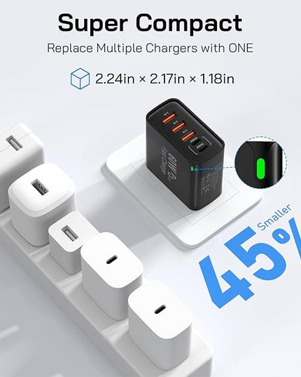2Pack USB C Fast Charger Block, 60W 5-Port USB C Wall Charger 30W Type C Charging Block, 2USB C+3USB A PPS/PD 3.0 Multiport Charging Cube for iPhone 17 16 15 14 Pro Max,for Galaxy S25 S24 Ultra, i Pad