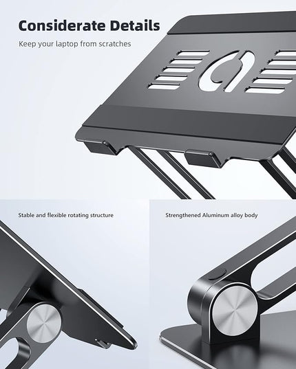 Lamicall Adjustable Laptop Stand, Portable Laptop Riser, Aluminum Laptop Stand for Desk Foldable, Ergonomic Computer Notebook Stand Holder for MacBook Air Pro, Dell XPS, HP (10-17.3'') - Black