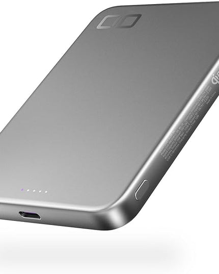 CIO Qi2 Magsafe Charger, 5000mAh Ultra-Slim Magnetic Wireless Charger iPhone, Magsafe Battery Pack, 15W Wireless + 20W USB-C PD iPhone Magnetic Fast SMARTCOBY Slim 5K (Silver, Safety Model)