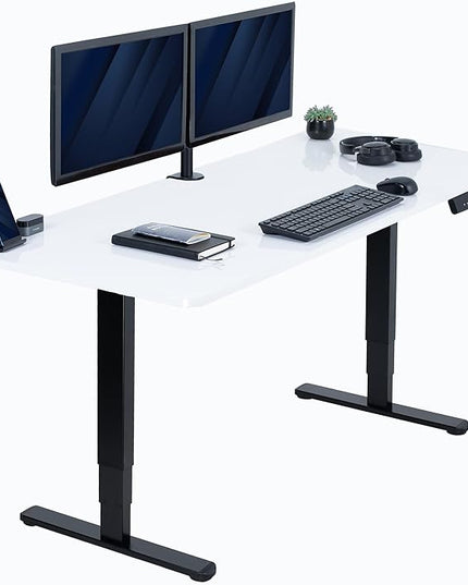 VIVO Electric 60 x 24 in Dual Motor Sit Stand Desk, Memory Height Adjustment, 2B Series, White Dry Erase Top Black Frame, DESK-KIT-2B6WE