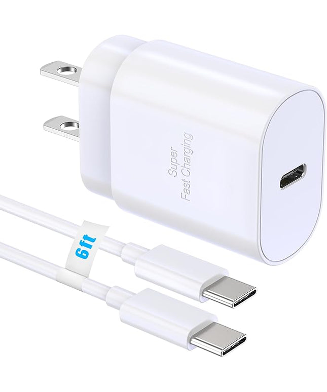 USB-C Block 30W PD Super Fast Charging Block Type C Plug Wall Adapter, USB C Phone Charger with 6ft Fast Cable Cord for iPhone 17, 17 Air, 17 Pro, 17 Pro Max,16, 15, iPad Pro 12.9/11 Galaxy-1Pack